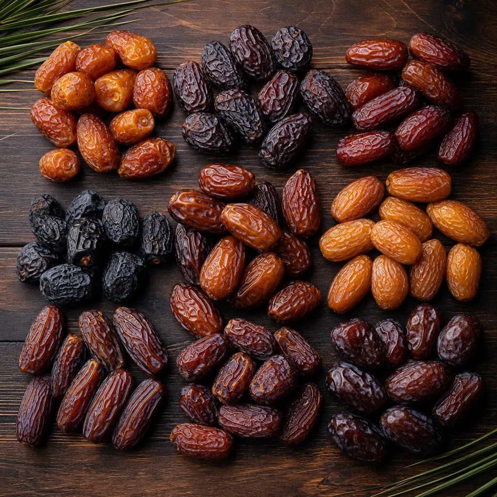 Aneka varietas kurma premium Kurma Barari dari berbagai negara tersaji rapi